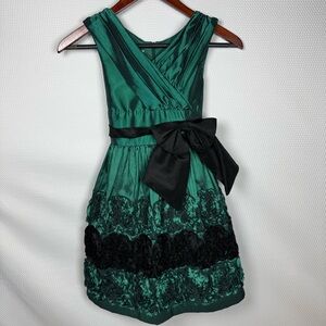 Bonnie Jean Green & Black Party Dress Girls Size 10 Wedding Formal Fit & Flare